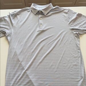 johnnie-O Light Gray Striped Polo Shirt